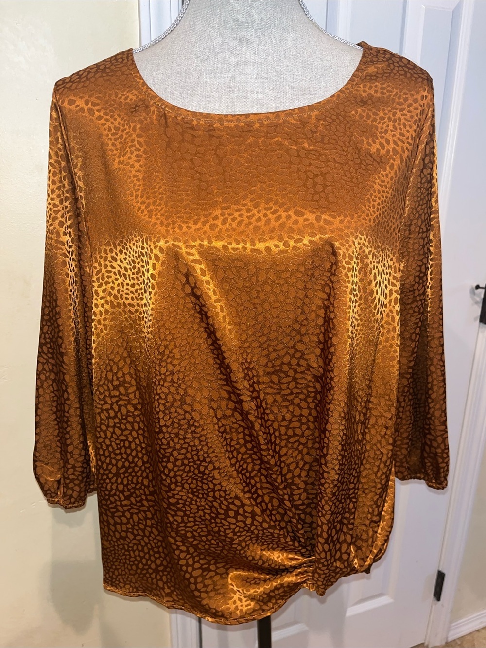 Dress Barn Shimmery Copper-Tone Satin Blouse